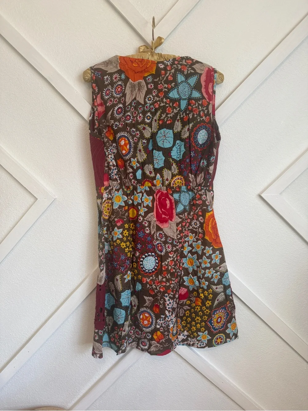 Free Bird Patchwork Boho Tunic Dress – 100% Cotton (Made in India)  Floral Large - Picture 2 of 7